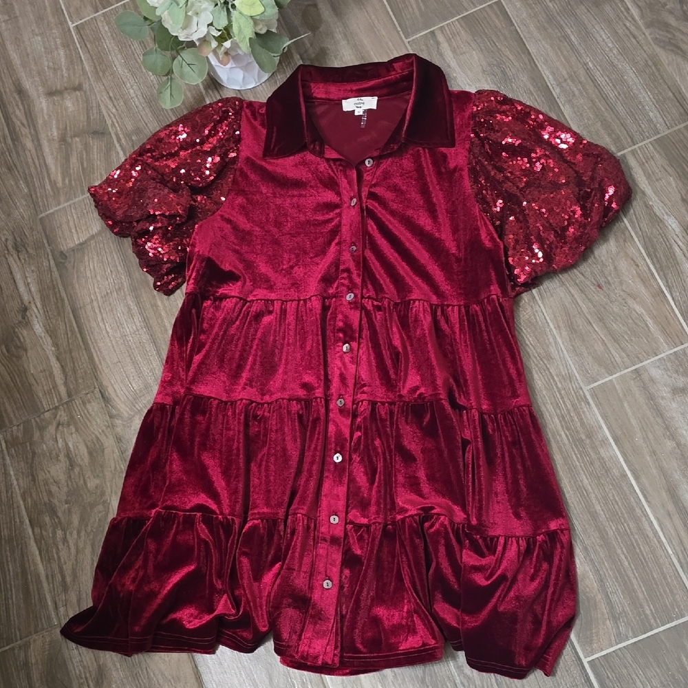 Entro Rich Red Velvet Top